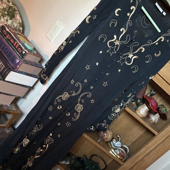 Hippie shake Black and Gold Celestial Maxi Dress - Picture 1 of 6